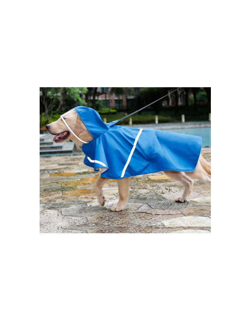 Waterproof regenjas - poncho voor honden met reflector - EXTRA SMALL - BLAUW