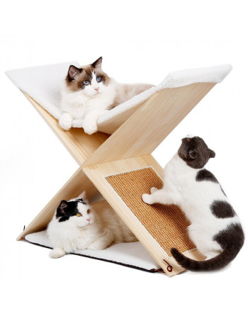 ondersteuning voorkomen Strippen Elegante combinatie van katten hangmat en krabpaal - krabmeubel