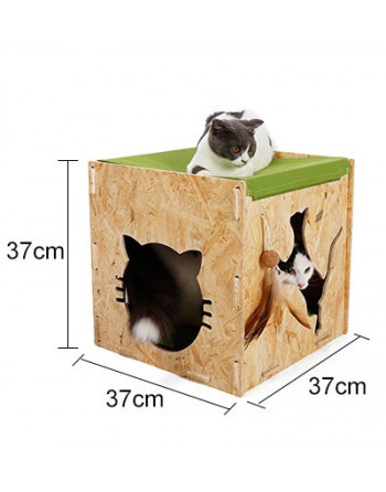 Eerlijk Leidingen zege Houten poezenhuis - kattenhuis met hangmat - Cat Cave